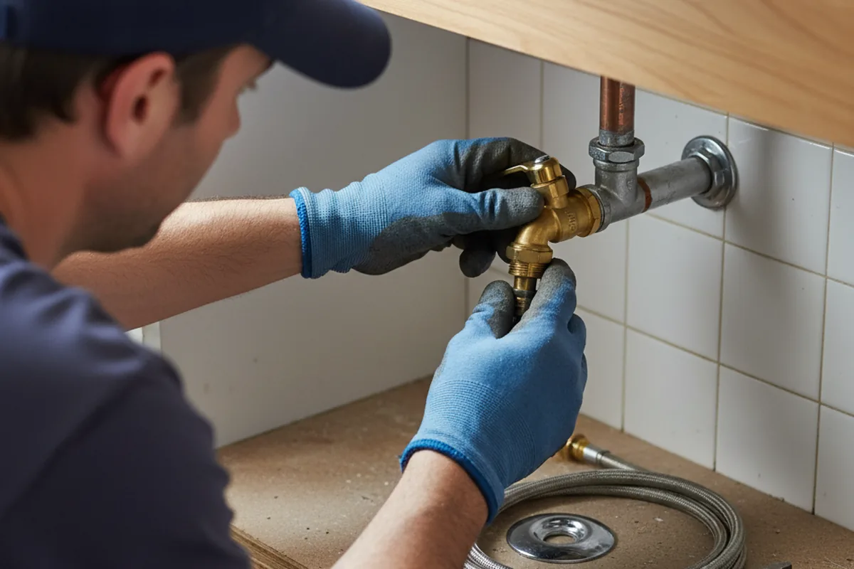 Shutoff valve and fitting work during Burst Pipe Repair in Transfer